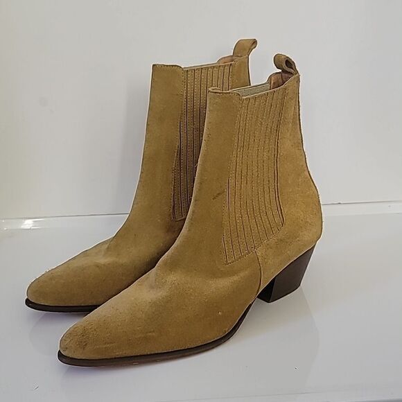 Sandro Amelya Ankle Boots with Elastic in Brown Suede Leather - Picture 10 of 11
